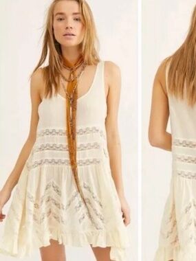 Intimately Free People Polka Dots Lace Trapeze Slip Dress Size XS